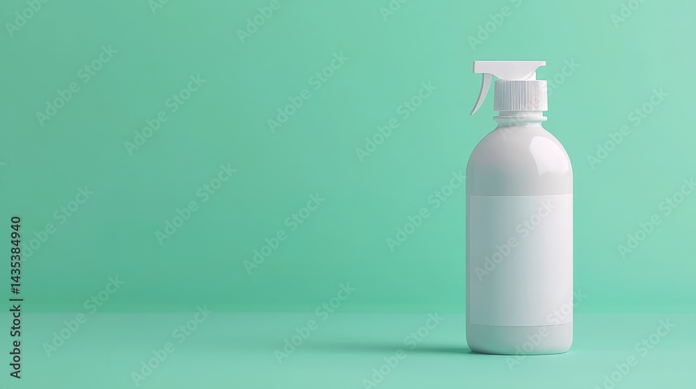 A clean, minimalist image of a white spray bottle against a soft green background, emphasizing simplicity and modern design.