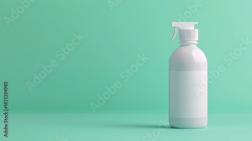Obraz na płótnie A clean, minimalist image of a white spray bottle against a soft green background, emphasizing simplicity and modern design. w salonie