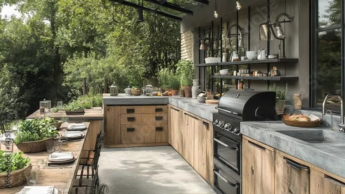 Rustic Outdoor Kitchen Design:  A Dreamy Garden Cooking Space