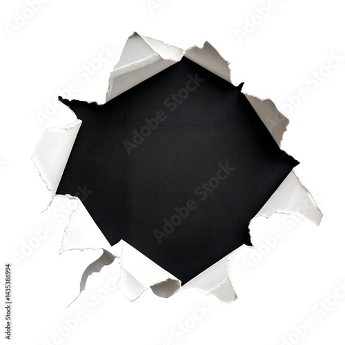 Black ripped paper torn edges on transparent background png