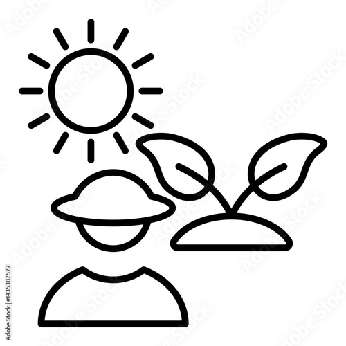 Agroforestry Outline Icon Vector Illustration
