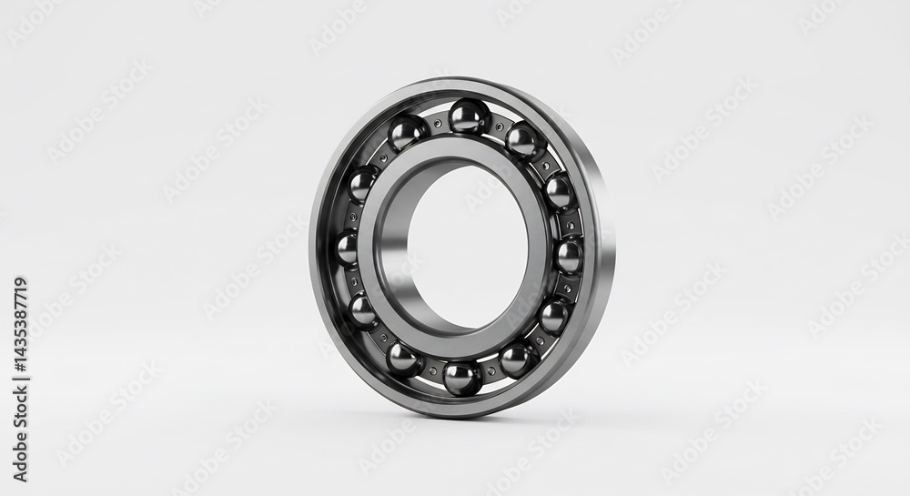 Close-up of a Metal Ball Bearing on a White Background Close-up of a Metal Ball Bearing on a White Background