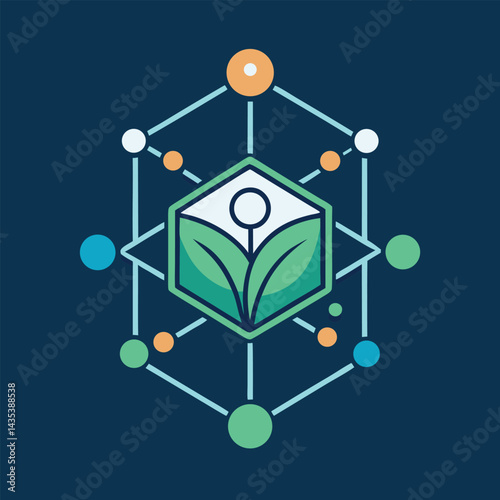 Minimalist logo designed for a molecular farming platform showcasing interconnected elements of agriculture and technology