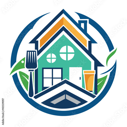 Transformative vector logo design for a home renovation company showcasing modern elements for residential improvement services