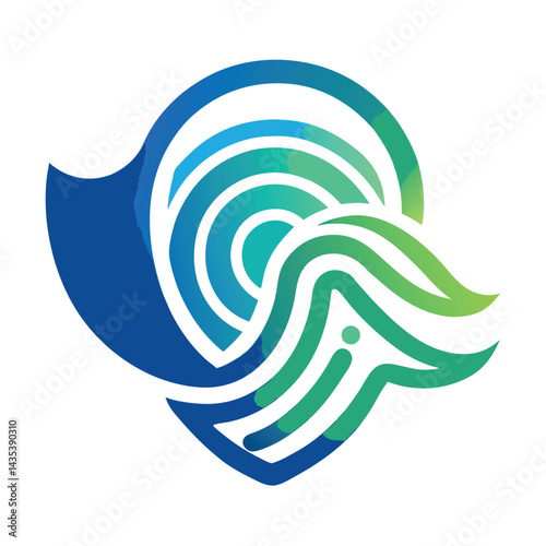 Elegant logo design showcasing biometric authentication elements with a blend of wave patterns and colors to represent security and reliability in technology