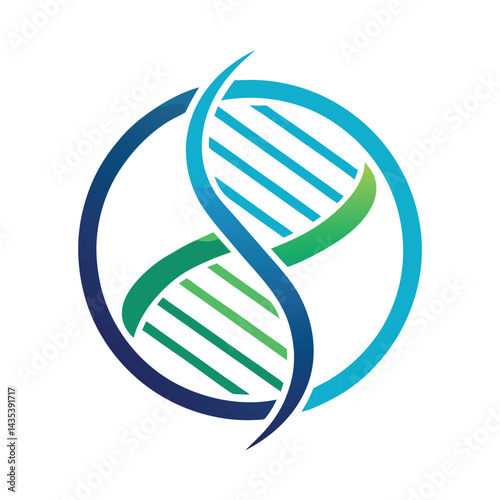 Modern logo design featuring a clean, circular emblem representing DNA strands for a personalized nutrition concept aimed at health-conscious individuals