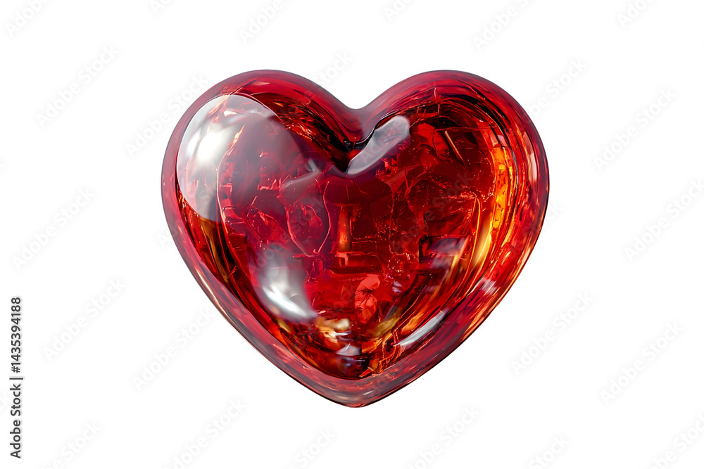 Heart-Shaped Red Object with Reflective Surface and Glossy Texture Heart-Shaped Red Object with Reflective Surface and Glossy Texture