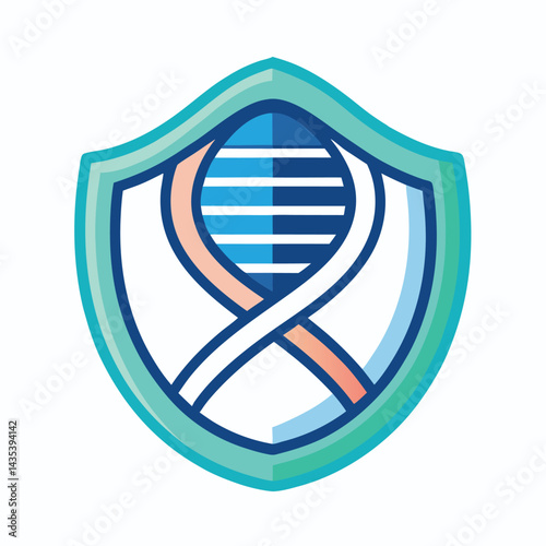 Modern logo design for a genetic data privacy service featuring a shield shape with DNA strands and lines conveying security and innovation