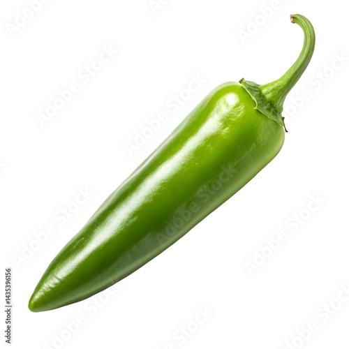 Fresh Green Jalapeño Pepper Isolated on White on transparent background