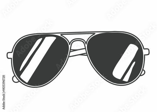 Illustration of glasses. Simple line drawing. Sunglasses.