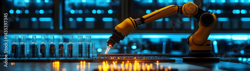 Robotic Arm Precision in a Futuristic Laboratory Setting