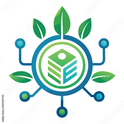 Modern vector logo designed for biodegradable electronics emphasizing sustainability and eco-friendliness in technology