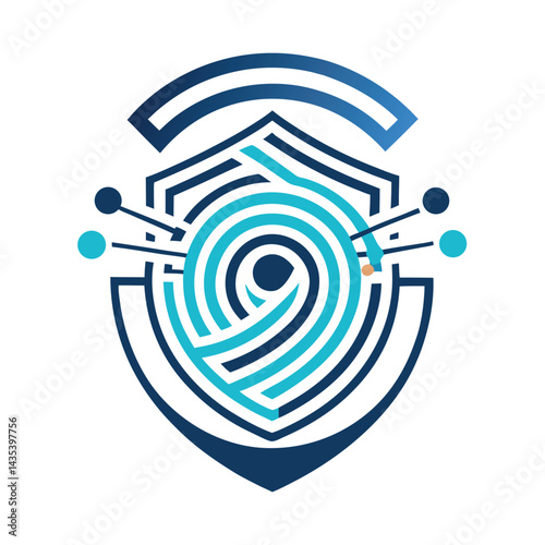 Abstract minimalist logo representing biometric security features intricate designs and modern aesthetics suitable for technology branding and security solutions