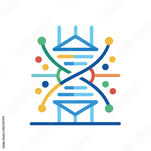 Minimalist logo design representing a DNA storage platform featuring colorful elements and a unique structure for modern biotechnology applications