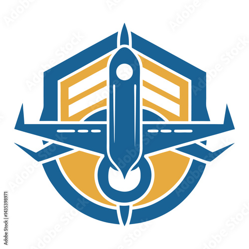 Technical minimalist logo designed for aircraft maintenance highlighting precision and reliability in the aviation industry