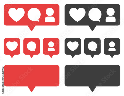 Social media notification icon isolated on white background.