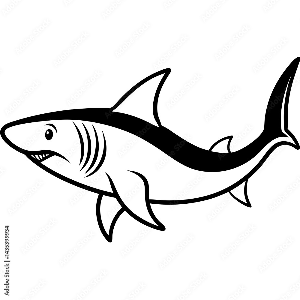 Fototapeta premium Minimal Basking Shark Vector on White