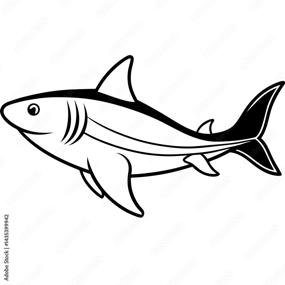 Obraz premium Minimal Basking Shark Vector on White