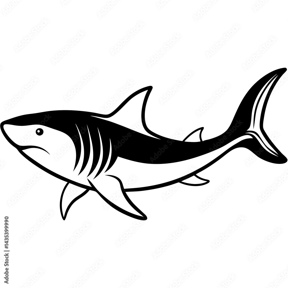 Fototapeta premium Minimal Basking Shark Vector on White
