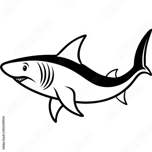 Minimal Basking Shark Vector on White