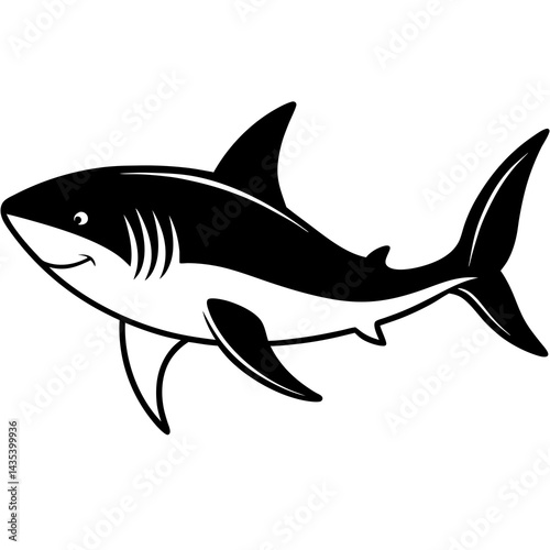 Minimal Basking Shark Vector on White