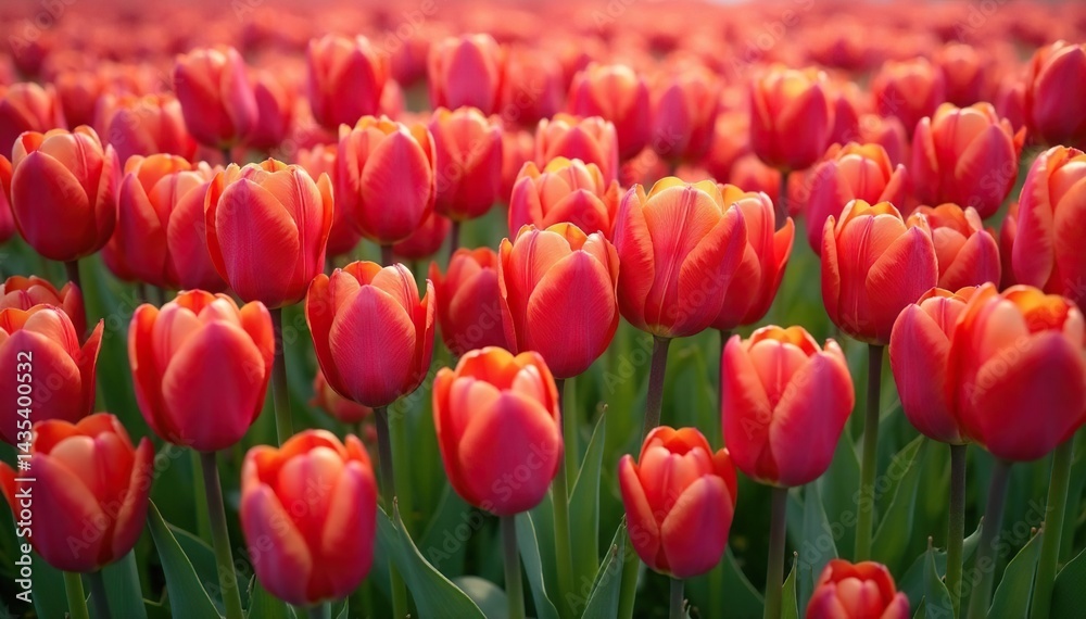 Fototapeta premium Densely packed, stylized tulips in a continuous loop , art, minimalist, garden