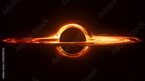 Majestic black hole cosmic wonder fiery orange accretion disc swirling galactic dust intense dark