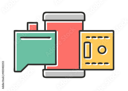 Minimalist illustration of a camera. Simple. Icons.