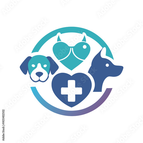 Caring minimalist logo design for veterinary clinic showcasing animal love and health in a modern style