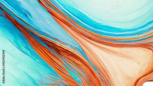 Painting of a blue and orange swirl with a lot of paint splatters. The painting has a lot of energy and movement, and it seems to be a representation of the artist's emotions