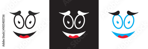 Cartoon faces  icon. Vector for websites, mobile interfaces, presentations, banner, visual branding etc. Vector illustration. isolated on white and black background. EPS 10