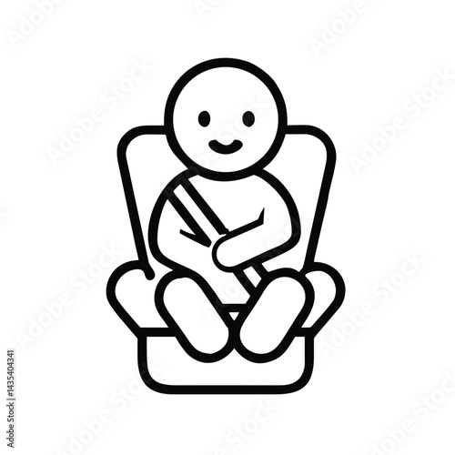 Child Car Seat Icon for child safety campaigns, parenting blogs, educational materials and transportation safety guidelines. Essential visual for infant protection resources