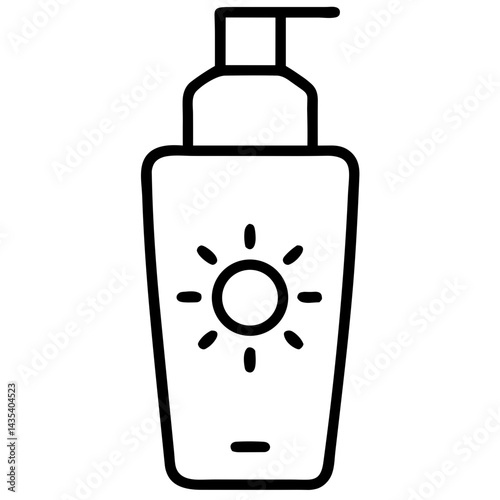 Sunscreen Bottle Icon for Summer Safety Campaigns, Skin Protection Guides, Beach Vacation Checklists, Dermatology Resources, UV Protection Education and Outdoor Activity Planning