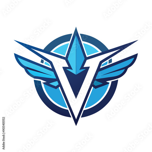 Modern vector logo design showcasing electric aviation with a dynamic blue color palette and aerodynamic elements representing innovation in flight technology