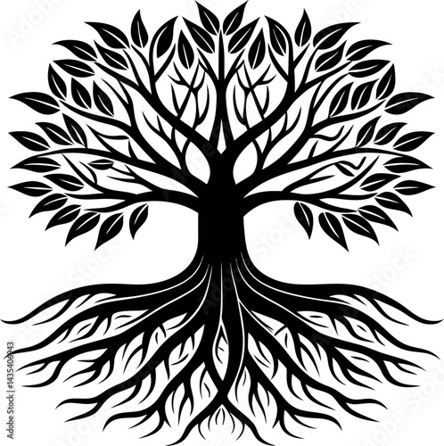 Root Silhouette Vector | Underground Plant Base, Natural Shape & Growth