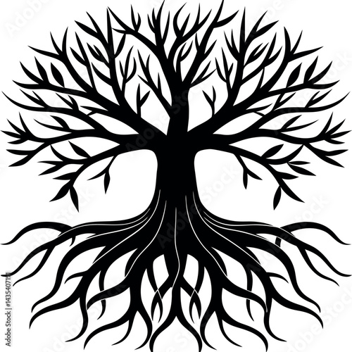 Root Silhouette Vector | Underground Plant Base, Natural Shape & Growth