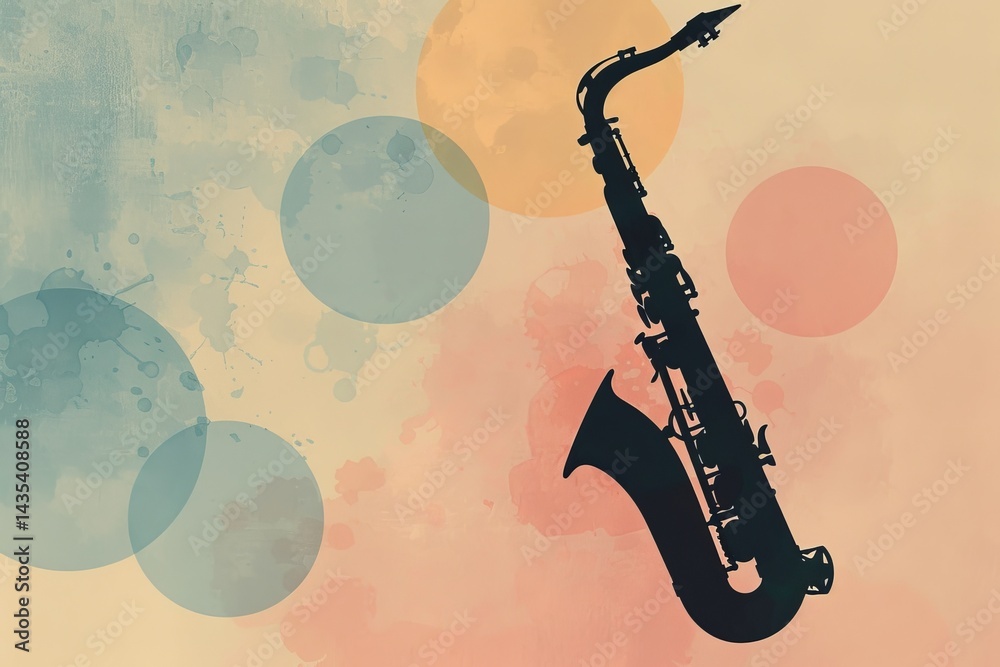 Obraz premium Elegant saxophone silhouette with colorful abstract background