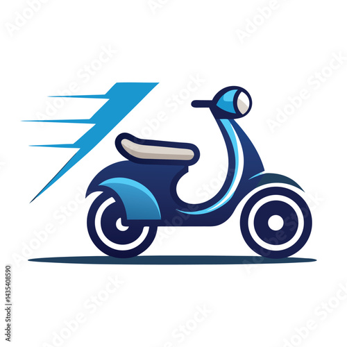 Clean logo design for an electric scooter sharing service showcasing a sleek scooter with dynamic motion lines to symbolize speed and efficiency in urban transportation