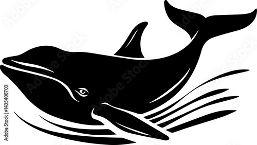 Black and white whale vector illustration