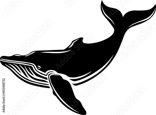 Black and white whale vector illustration