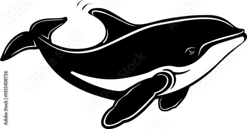 Black and white whale vector illustration