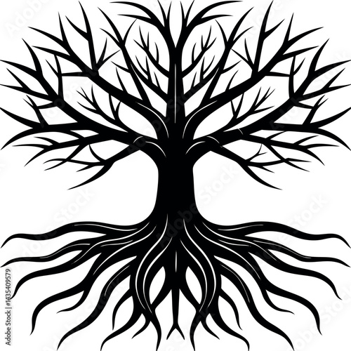 Root Silhouette Vector | Underground Plant Base, Natural Shape & Growth