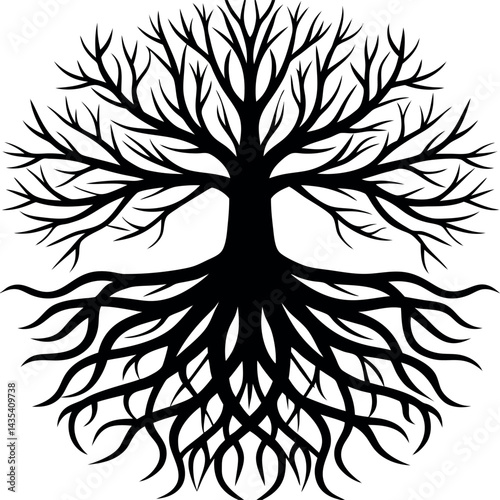 Root Silhouette Vector | Underground Plant Base, Natural Shape & Growth