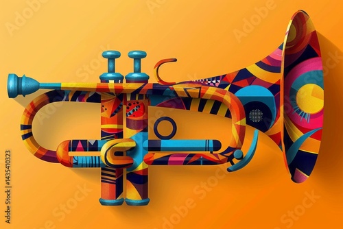 Colorful Abstract Trumpet Illustration with Modern Graphic Design
