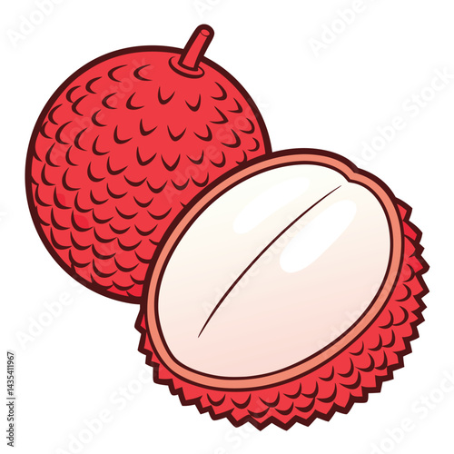 Lychee fruit, half peeled
