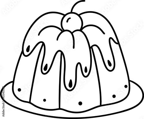 vintage cake design featuring delicious dessert with glossy topping and cherry on top, perfect for celebrations