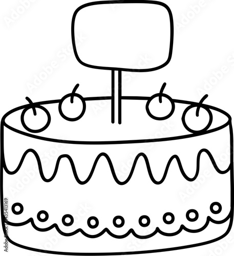 vintage cake with cherries on top and decorative sign is perfect for celebrations and special occasions