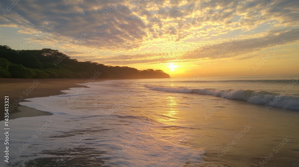 Fototapeta premium golden sunrise over tropical beach