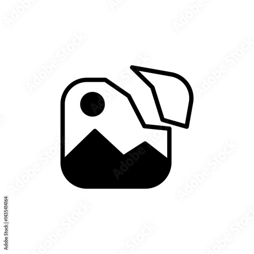 broken image icon, split gallery, no photo, simple flat style, illustration, logo sign symbol pictogram template, for ui or ux isolated on white for mobile app, editable