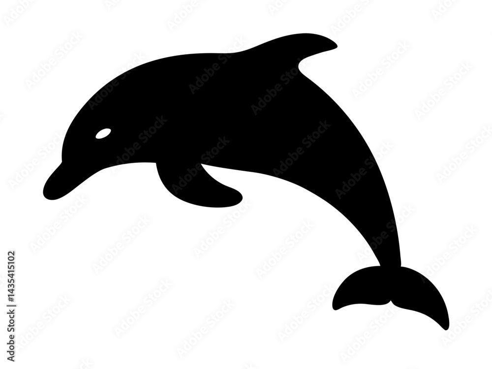 Naklejka premium dolphin silhouette vector for marine conservation, branding, web graphics, educational visuals, and creative design 